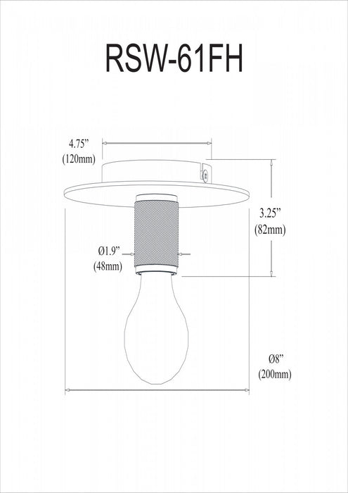 Dainolite Roswell 1 Light Flush Mount Medium Aged Brass Lamp
