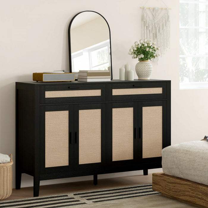 HOMCOM 53" Sideboard Buffet Cabinet with Storage Drawers and Doors, Black