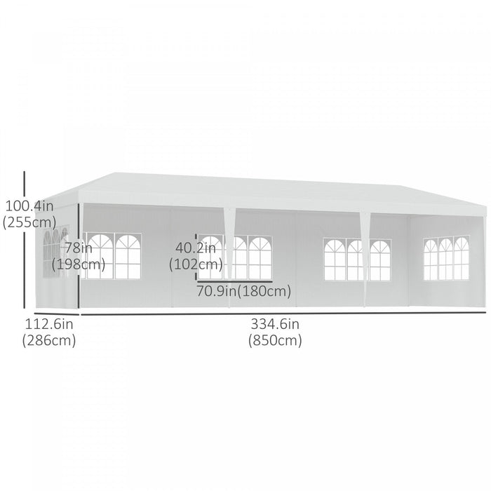 Outsunny 10 X 28ft Portable Party Tent, Gazebo Wedding Party Tent For Garden Dining And Outdoor With