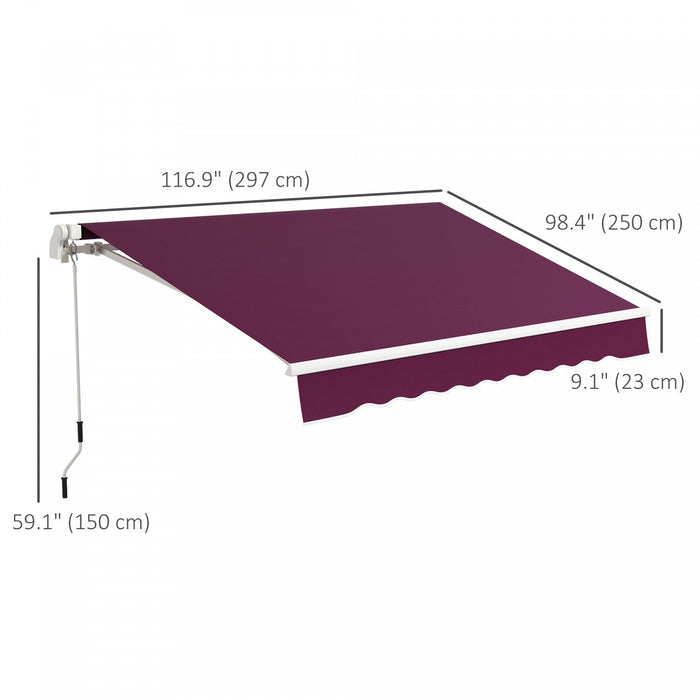 Outsunny 10' X 8' Retractable Awning With LED Lights, Uv40+, Wine Red