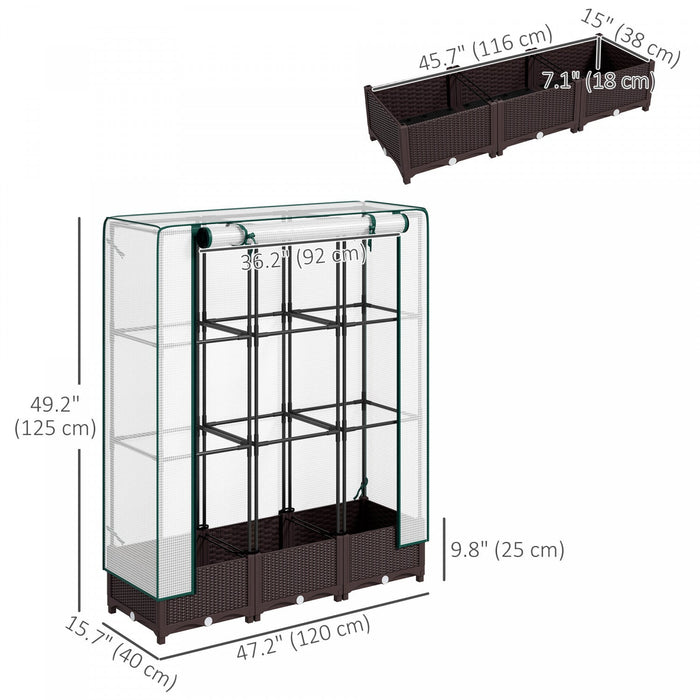 Outsunny Plastic Raised Bed With Trellis And Pe Cover, 47 X 16 X 50 In