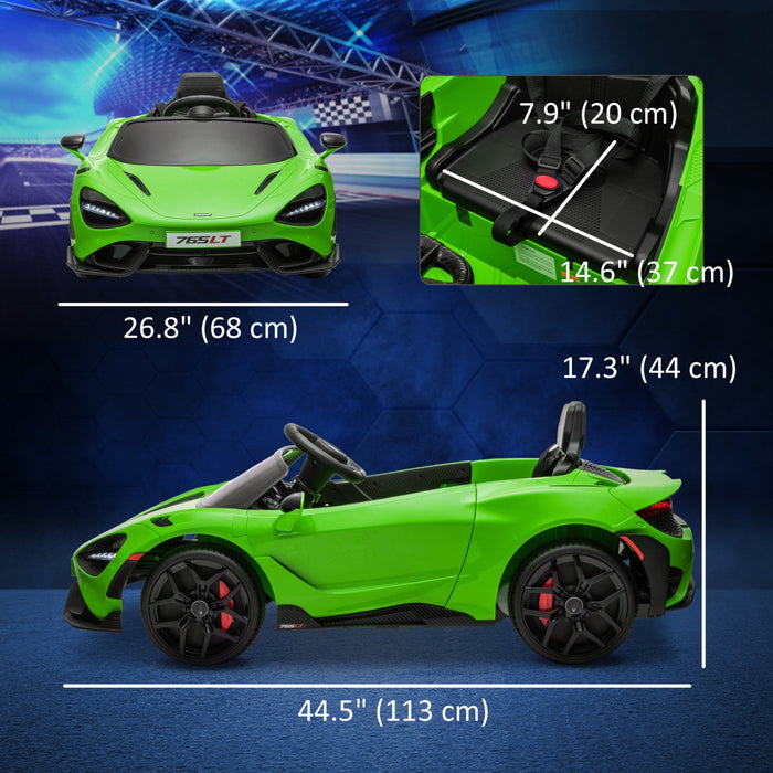 Qaba Mclaren 765lt Licensed 12v Powered Ride-On Car, Battery Powered Kids Electric Car With Scissor 