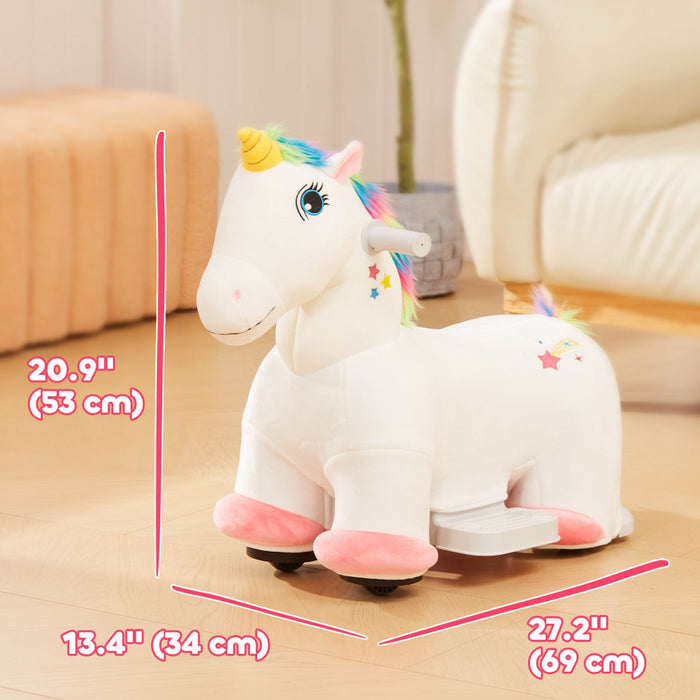 Qaba 6v Ride On Unicorn, Battery Powered Ride-On Kids Electric Ride On Horse, Riding Pony Toy With M