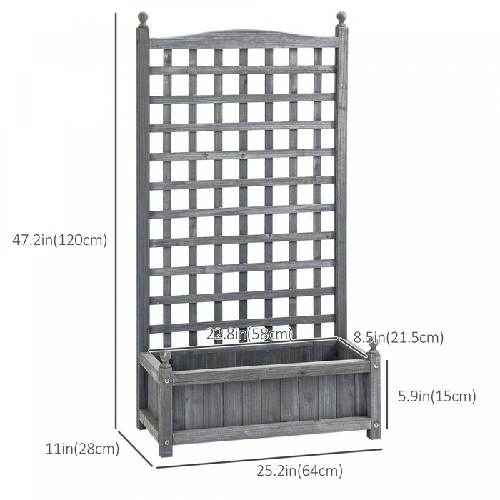 Outsunny Raised Garden Bed With Trellis For Climbing Vines, Wood Garden Planter Box, Free Standing F