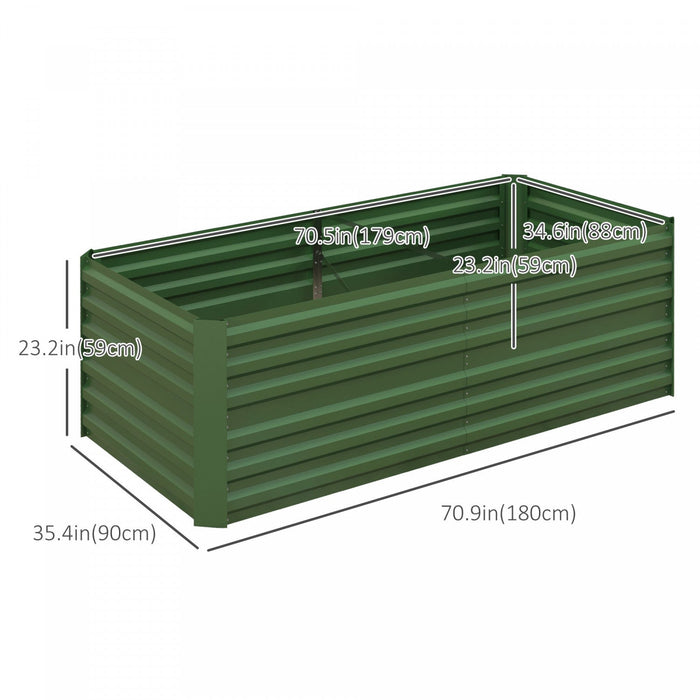 Outsunny Raised Garden Bed, 71\" X 35\" X 23\" Galvanized Steel Planters For Outdoor Plants With Multi-