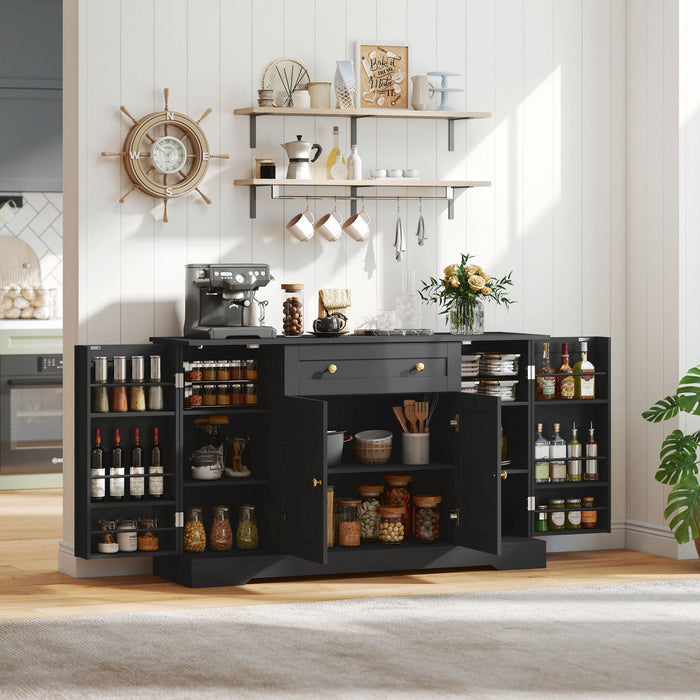 HOMCOM 54" Sideboard Buffet Cabinet, Farmhouse Kitchen Cabinet, Black