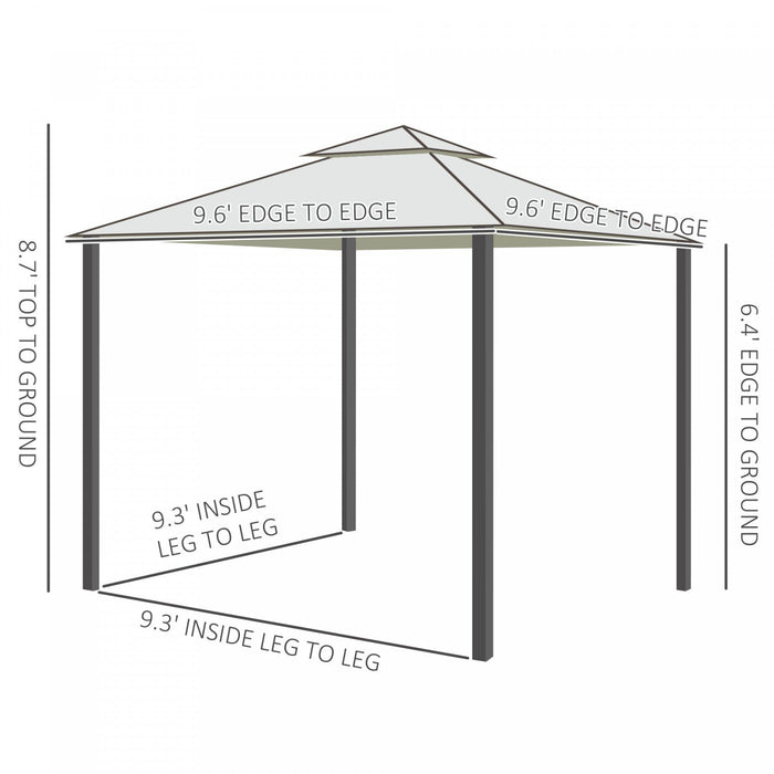 Outsunny 10' X 10' Patio Gazebo Outdoor Pavilion 2 Tire Roof Canopy Shelter Garden Event Party Tent 