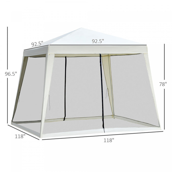 Outsunny 10x10ft Party Tent Canopy With Netting, Patio Screen House Slant Leg Outdoor Gazebo Sun Sha