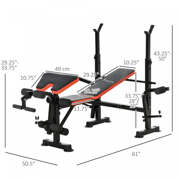 Soozier Adjustable Weight Bench With Leg Developer Barbell Rack For Weight Lifting And Strength Trai
