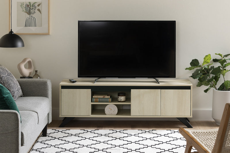 Flam 59\" TV Stand with Doors - Bleached Oak