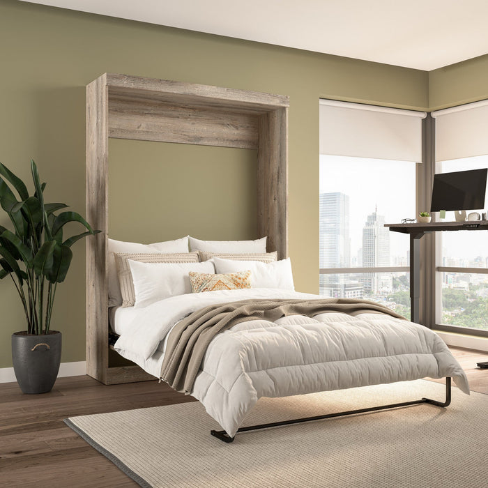 Bestar Pur Full Murphy 59-Inch Wall Bed - Rustic Brown