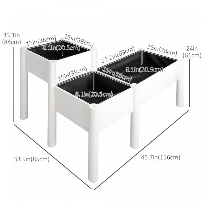Outsunny 46'' X 34'' X 33'' Raised Garden Bed With Legs, Diy Wooden Raised Planter With Non-woven Li