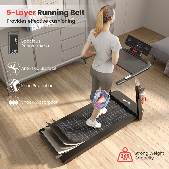 Superfit 3hp Running Machine Folding Treadmill Adjustable Height App Control Table Board