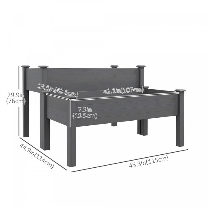 Outsunny 2 Tiers Raised Garden Bed, Wooden Elevated Planter Box With Legs Gardening Planting Bed Wit