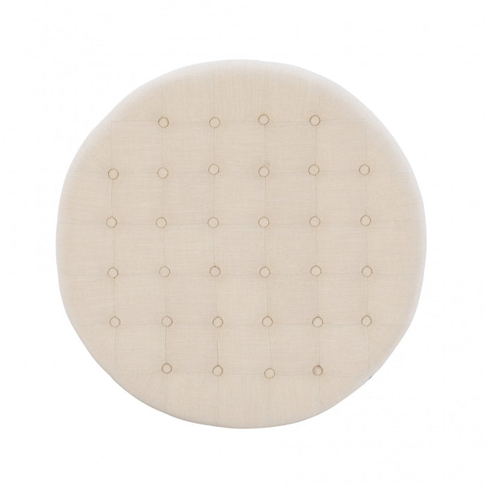 Isabelle Fabric Round Tufted Ottoman - Natural