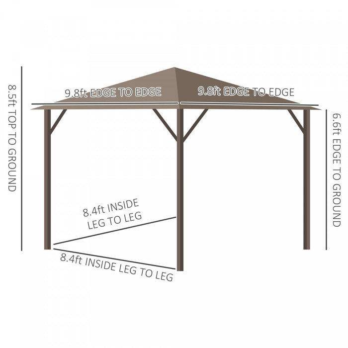 Outsunny 10' X 10' Hardtop Gazebo Outdoor Gazebo Canopy With Mosquito Netting, Curtains, Hanging Hoo