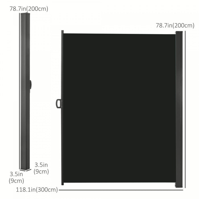 Outsunny 118\" X 79\" Retractable Side Awning Patio Outdoor Folding Privacy Screen With Resistance To 