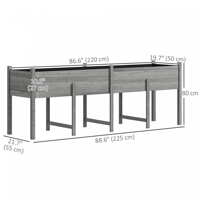 Outsunny Extra Large Wooden Planter Box with Legs & Drain Holes, Grey