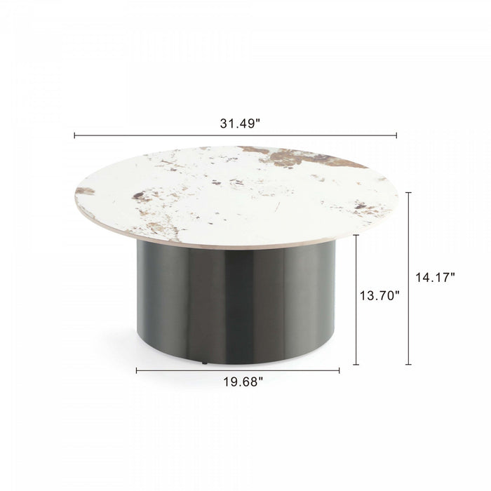 Alondra Modern Glam Sintered Stone Top Coffee Table in Black 