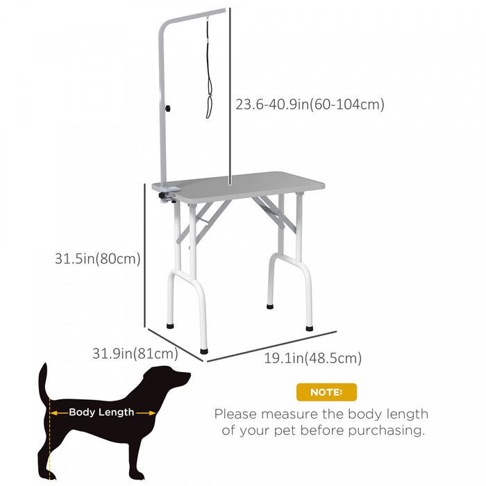 Pawhut 32in Foldable Dog Grooming Table For Small Dogs, Pet Grooming Table For Dogs Cats With Adjust