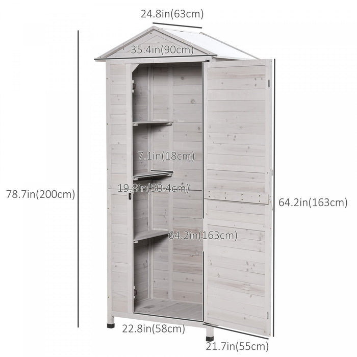 Outsunny 36\" X 25\" X 79\" Outdoor Wooden Garden Shed, 4 Tiers Tool Shed Organizer With 3 Shelves, Han
