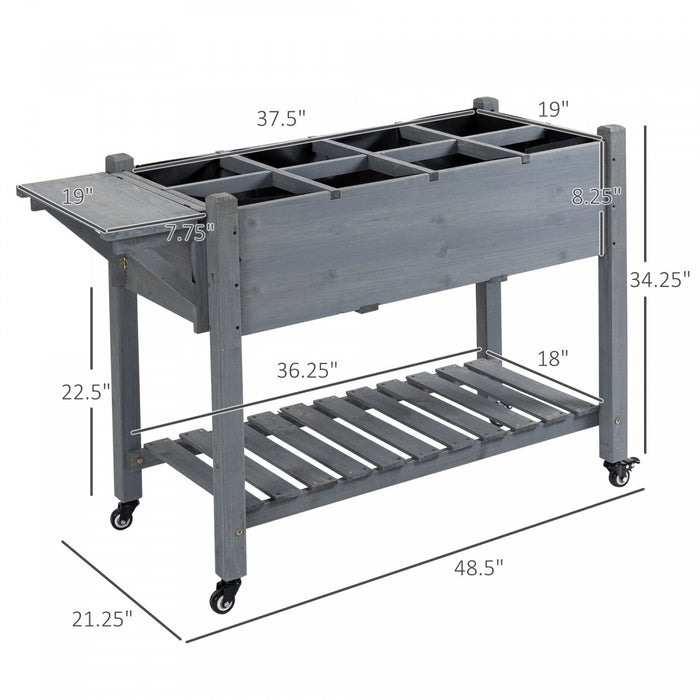Outsunny Raised Garden Bed With 8 Grids And Storage Shelf, Elevated Planter Box With Legs, For Veget