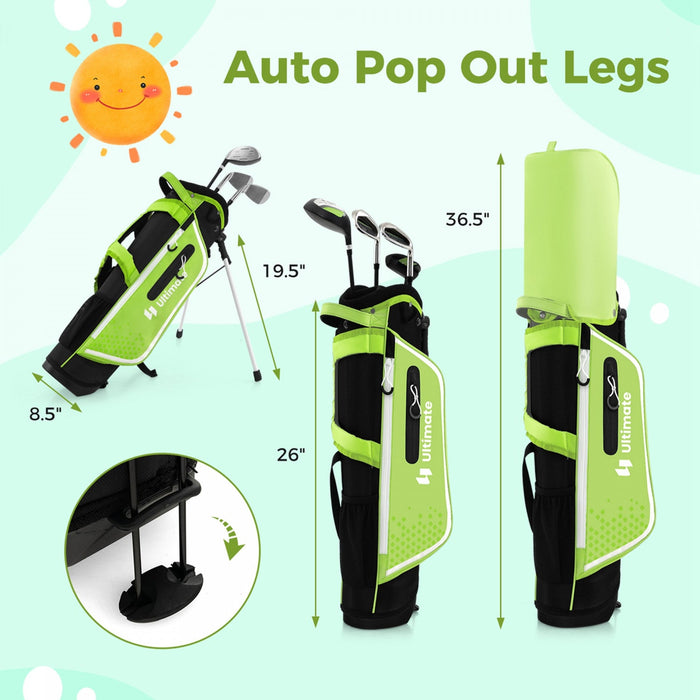 Ultimate Kids Golf Practice Set Junior Complete Golf Club Set For Kids Age 8-10 Years Old Green