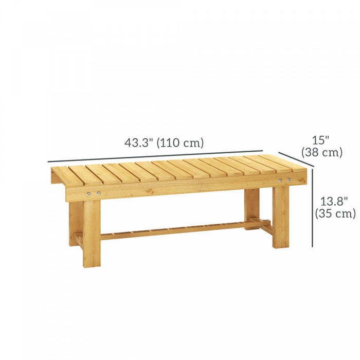 Outsunny 43.25" Outdoor Wood Garden Bench Double Seat Natural