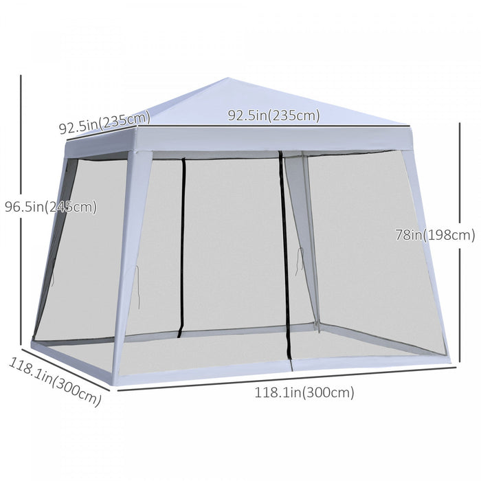 Outsunny 10x10ft Party Tent Canopy With Netting, Patio Screen House Slant Leg Outdoor Gazebo Sun Sha