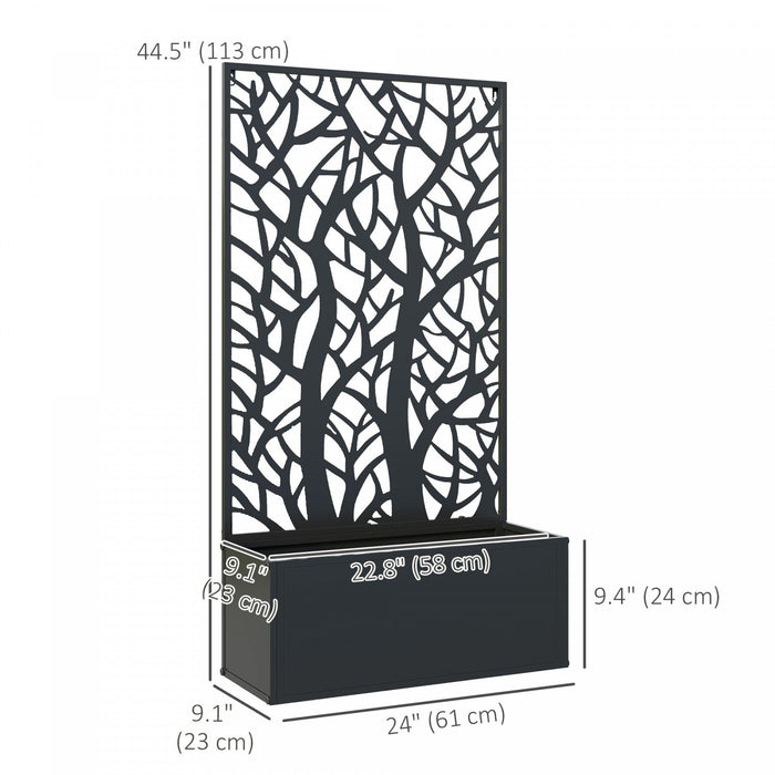 Outsunny Raised Garden Bed with Privacy Panel, Metal Planter Box