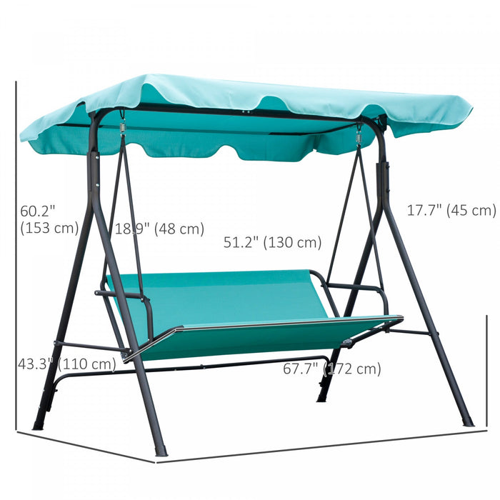 Outsunny 3-seat Patio Swing Chair With Adjustable Canopy Teal
