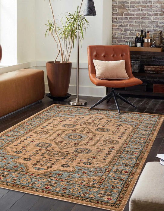 Lynda Traditional 7'10\" x 9'10\" Area Rug in Ivory Indoor Area Rug 