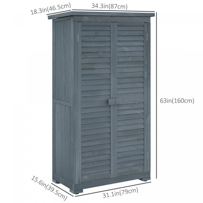 Outsunny Wooden Garden Shed, Compact Outdoor Storage Shed, 3-tier Shelves Tool Organizer With Asphal