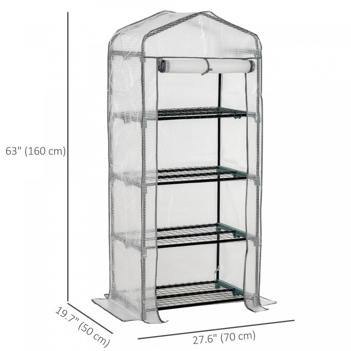 Outsunny Portable Greenhouse with 4 Tier Shelves, Outdoor Hot House, White