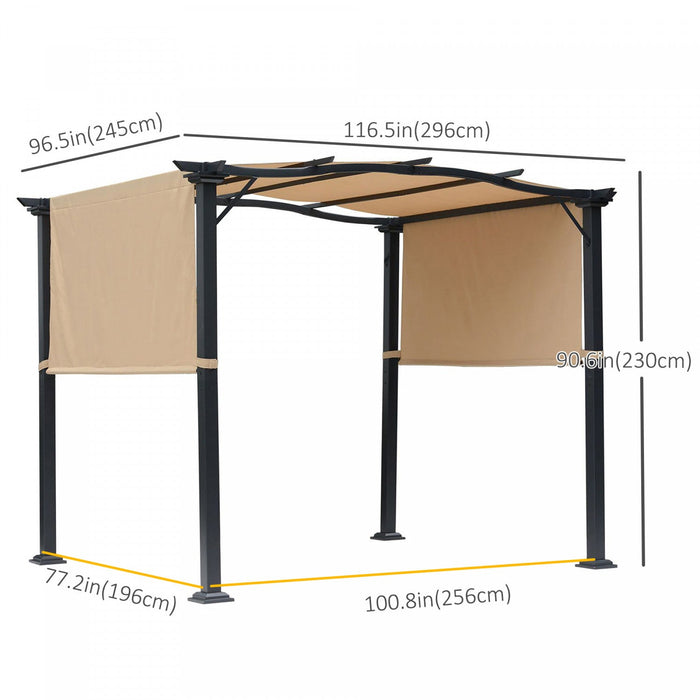 Outsunny 10' X 8' Outdoor Retractable Pergola Garden Gazebo With Two Adjustable Side Canopy Overhead