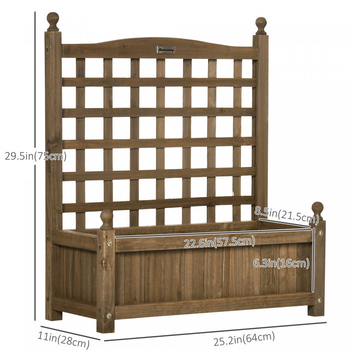 Outsunny Raised Garden Bed With Trellis For Climbing Vines, Wood Planter Box For Garden, Free Standi