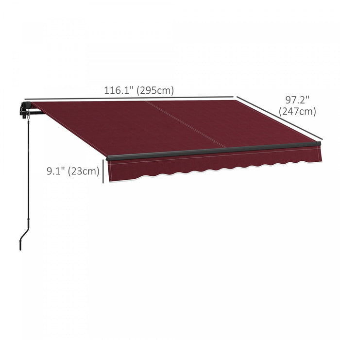 Outsunny 10' X 8' Patio Retractable Awning Sunshade Shelter, Wine Red