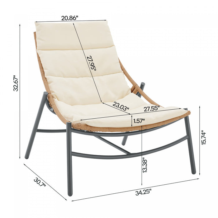 Sunset Modern 3-Piece Conversation Set in Cream 