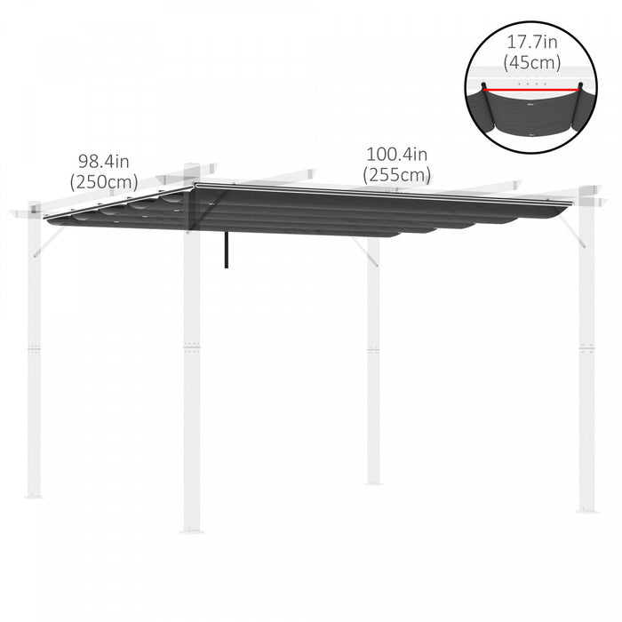 Outsunny Retractable Replacement Pergola Canopy For 10' X 10' Pergola, Pergola Cover Replacement, Da