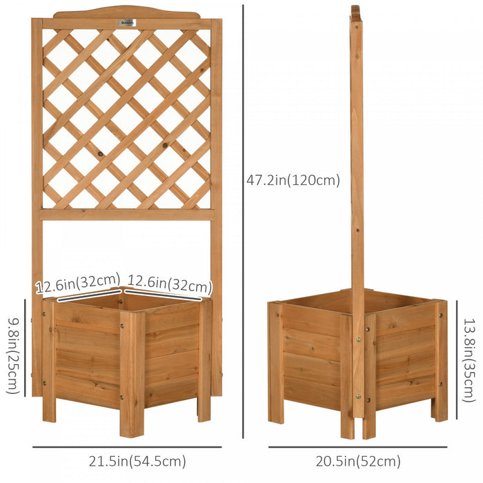 Outsunny Raised Garden Bed, Wood Planter With Trellis For Vine Climbing, To Grow Vegetables, Herbs, 