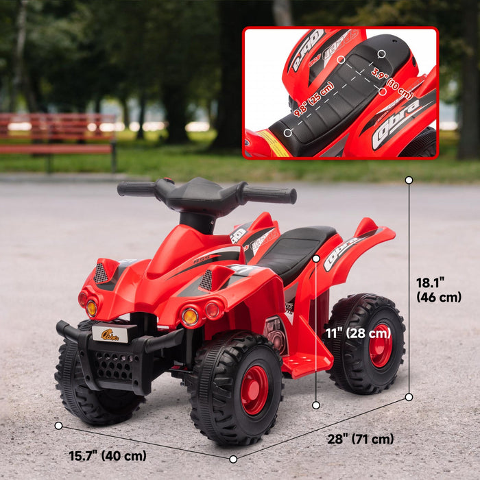 Qaba 6v Kids Atv Quad, 4 Wheeler Battery Powered Ride-On Electric Vehicle For Kids With Music, Forwa