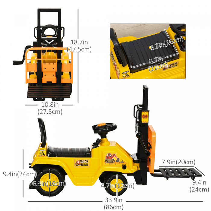 Aosom Kids Ride On Forklift With Fork And Tray, Kids Ride On Tractor With Under Seat Storage, No Pow