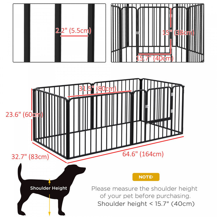 Pawhut Heavy Duty Dog Playpen, 6 Panels 24\" Height Steel Pet Puppy Exercise Pen, Diy Design, Outdoor