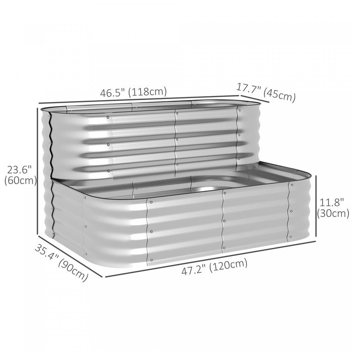 Outsunny 2-tier Raised Garden Bed Kit, 4x3x1ft Outdoor Galvanized Planter Box With Safety Edging For