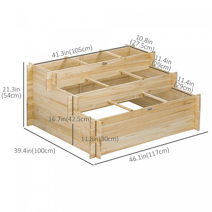 Outsunny Raised Garden Bed with 9 Grow Grids and Non-woven Fabric, Natural