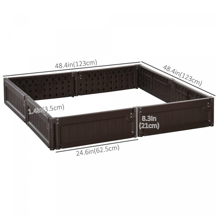 Outsunny 46\" X 46\" Raise Garden Bed Kit, Planter Box Above Ground For Flowers, Herb, Vegetables, Out
