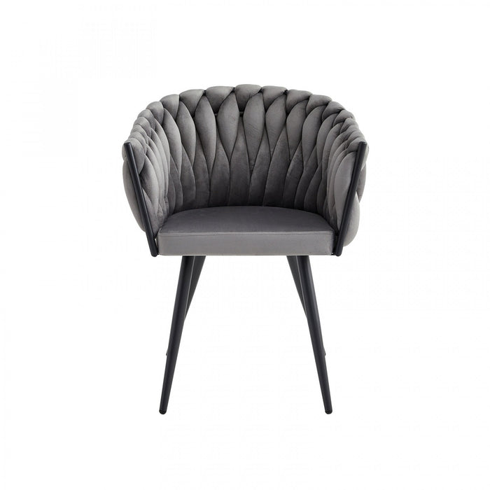 Hildy Accent Dining Arm Chair, Dark Grey Velvet (set of 2) 