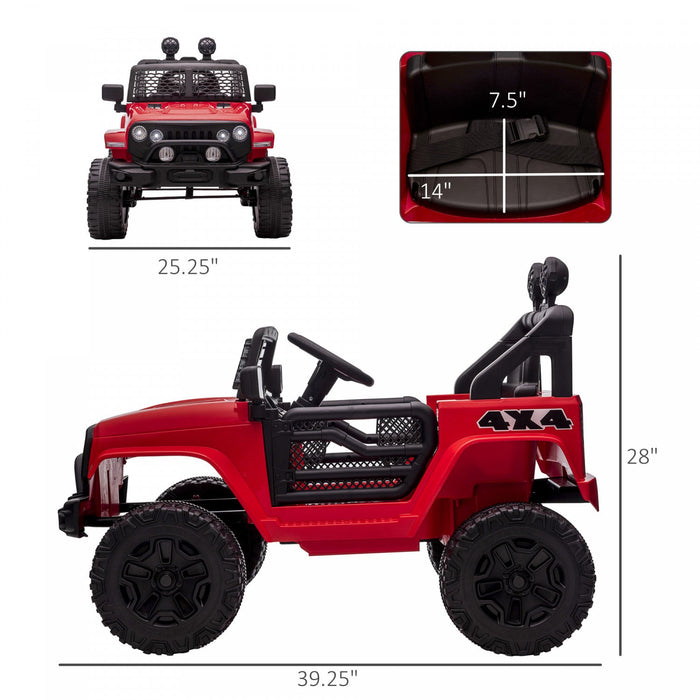 Aosom 12v Ride On Car Off Road Truck For Kids Suv Electric Battery Powered With Remote Control, Adju
