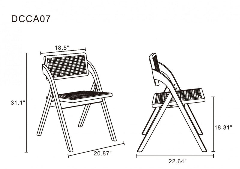 Lambinet Industry Chic Wood Folding Chair in Black and Natural - Set of 4 Dining Chair 