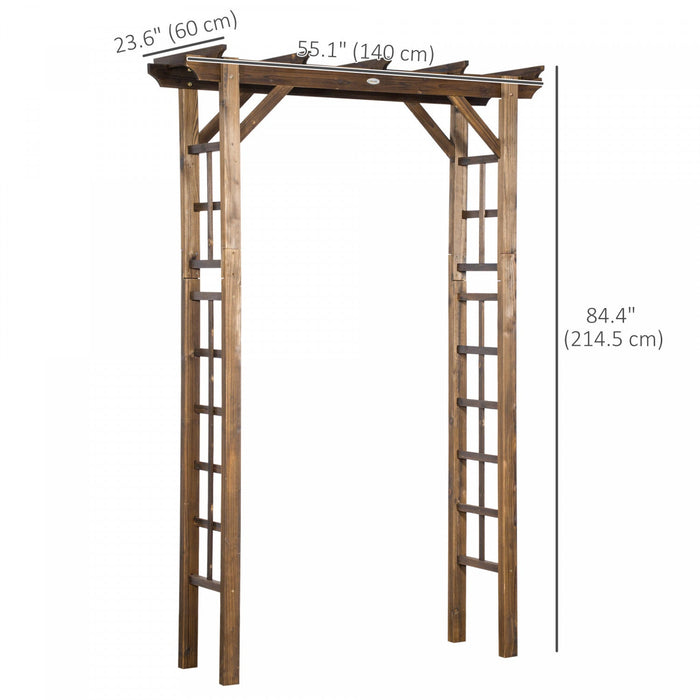 Outsunny 85\" Wooden Garden Arbour For Wedding And Ceremony, Outdoor Garden Arch Trellis For Climbing